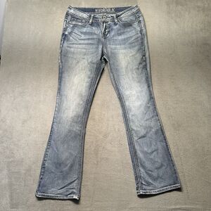 Hydraulic Womens 8 Bootcut Jeans Blue Mid Rise Denim Sequin Flap Pockets EUC